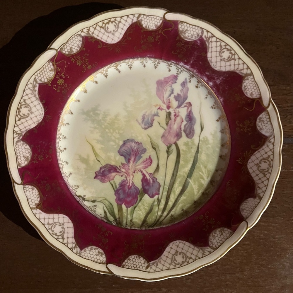 Antique Bavaria “Iris” Hand Painted Procelain  Plate, 7-5/8”